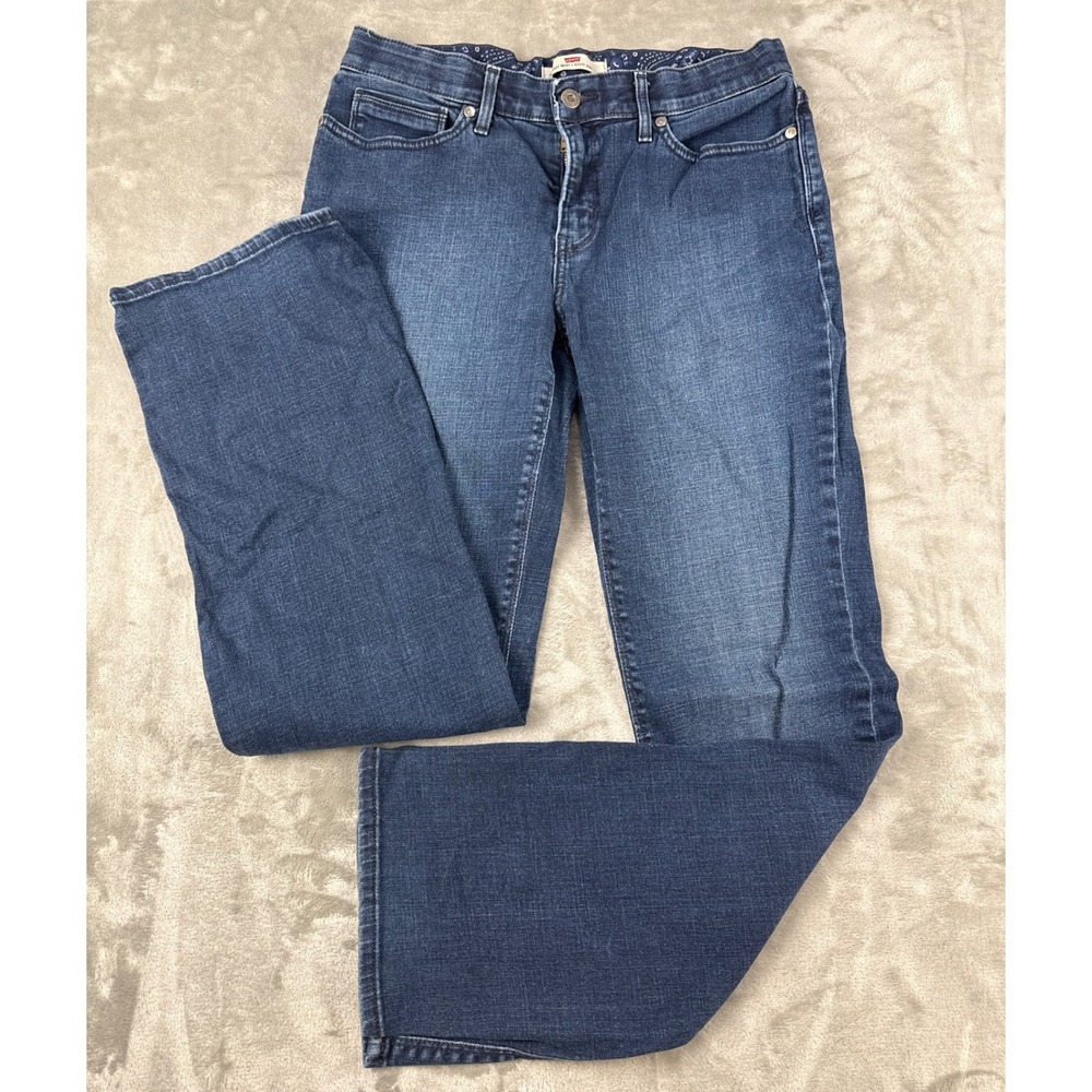 Levis 525 Perfect Waist Bootcut Jeans Dark Wash Blue Size 10M Flap Pocket Denim